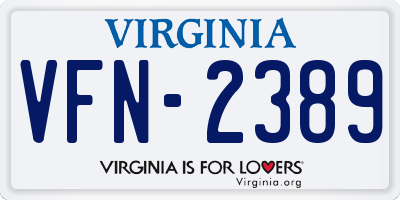 VA license plate VFN2389