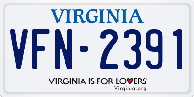 VA license plate VFN2391