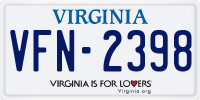 VA license plate VFN2398
