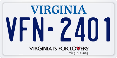 VA license plate VFN2401