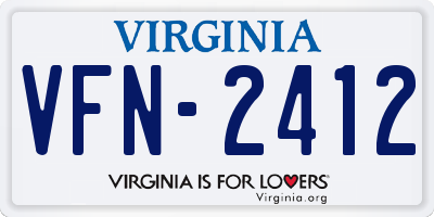 VA license plate VFN2412