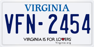 VA license plate VFN2454