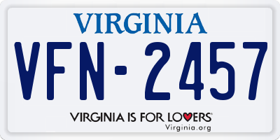 VA license plate VFN2457