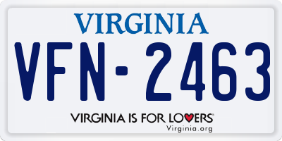 VA license plate VFN2463