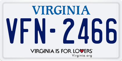 VA license plate VFN2466