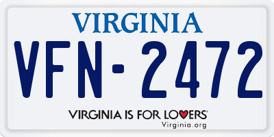 VA license plate VFN2472
