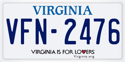 VA license plate VFN2476