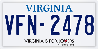 VA license plate VFN2478