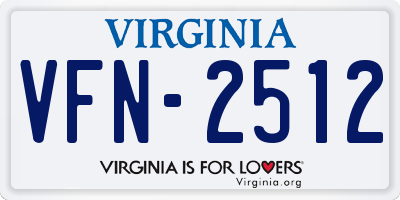 VA license plate VFN2512