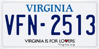 VA license plate VFN2513
