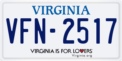 VA license plate VFN2517