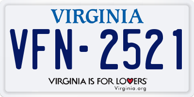 VA license plate VFN2521
