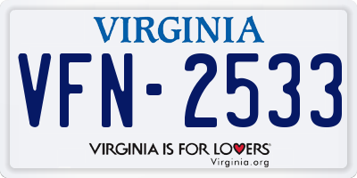 VA license plate VFN2533