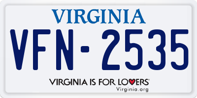 VA license plate VFN2535