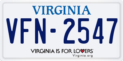 VA license plate VFN2547
