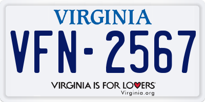 VA license plate VFN2567