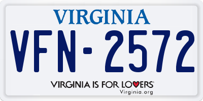 VA license plate VFN2572