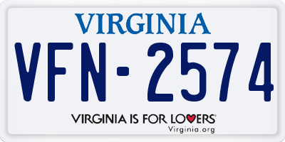 VA license plate VFN2574
