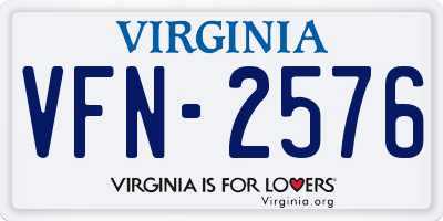 VA license plate VFN2576