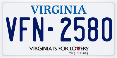 VA license plate VFN2580