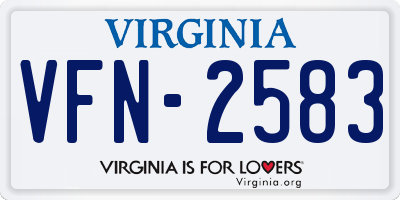 VA license plate VFN2583