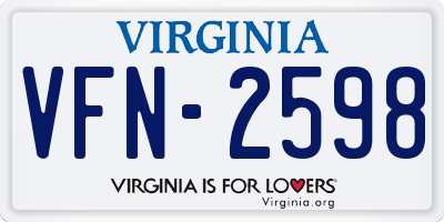 VA license plate VFN2598