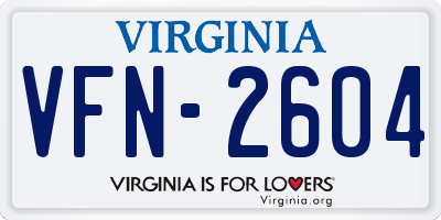 VA license plate VFN2604