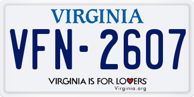 VA license plate VFN2607