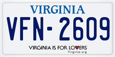 VA license plate VFN2609