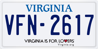 VA license plate VFN2617