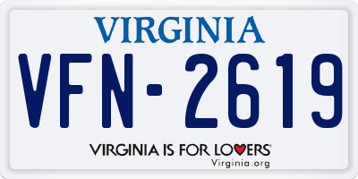 VA license plate VFN2619