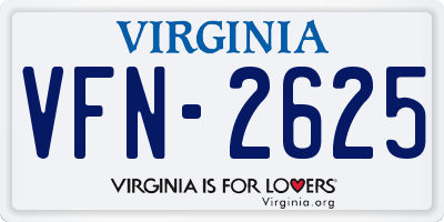 VA license plate VFN2625