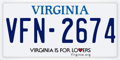 VA license plate VFN2674