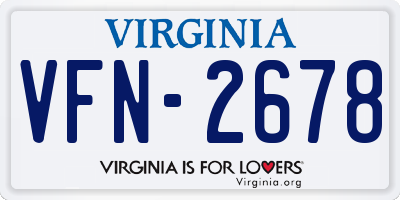 VA license plate VFN2678