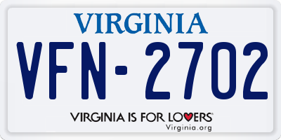 VA license plate VFN2702