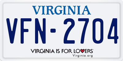 VA license plate VFN2704