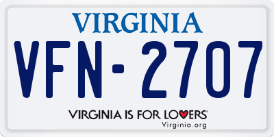 VA license plate VFN2707