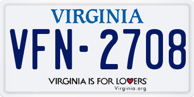 VA license plate VFN2708