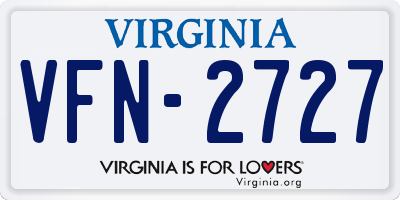VA license plate VFN2727