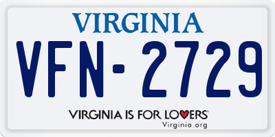 VA license plate VFN2729