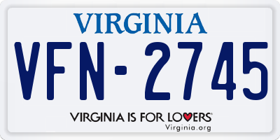 VA license plate VFN2745