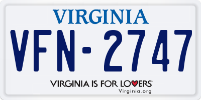 VA license plate VFN2747