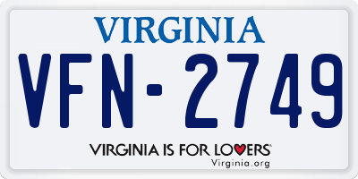 VA license plate VFN2749