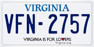 VA license plate VFN2757