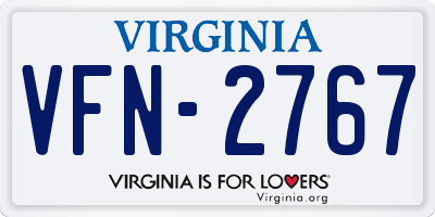 VA license plate VFN2767