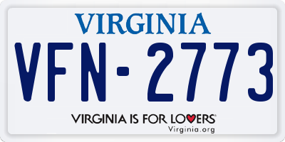 VA license plate VFN2773