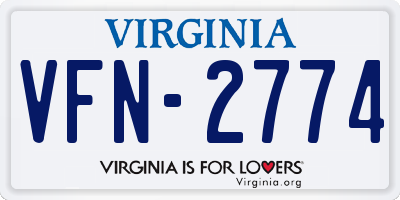 VA license plate VFN2774