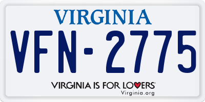 VA license plate VFN2775