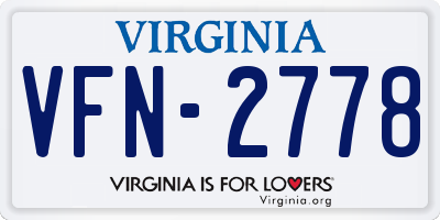 VA license plate VFN2778