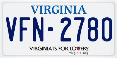 VA license plate VFN2780